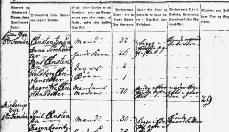 Udsnit af kirkebog, Folket&aelig;lling 1787
